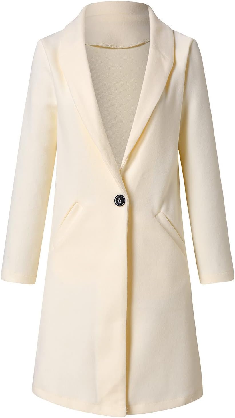 Womens Lapels Collars Wool Pea Coats Mid-Long Over Coats Wind-Resistant Stylish
