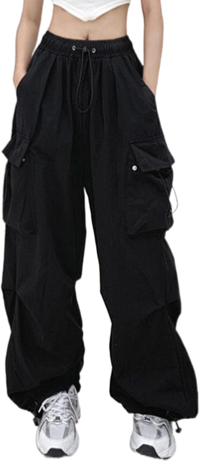 Adjustable Cargo Pants High Waist Wide Leg Flared Jeans for Women