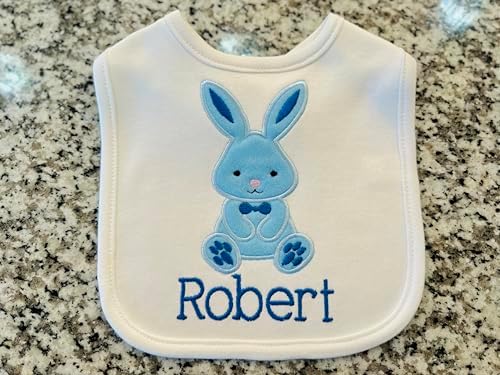 First Easter Bunny Bib for Baby BOYS - Personalized with Baby Name