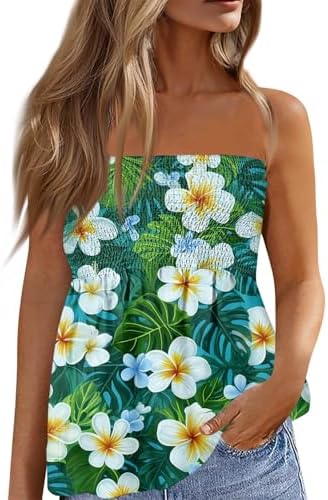 Off Shoulder Flowy Tube Top for Women Casual Beach Tube Tops