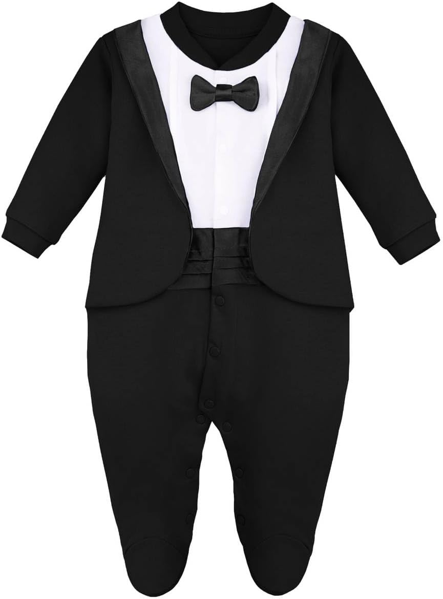 Lilax Baby Tuxedo Footie for Boys Christmas Holiday Style