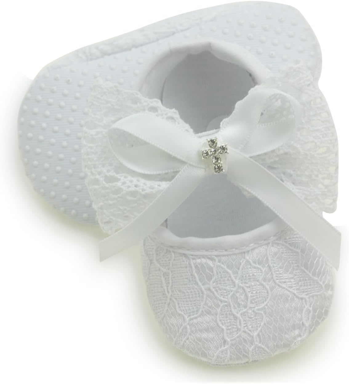 Nihao Baby Girls Baptism Christening White Shoes Headband Set