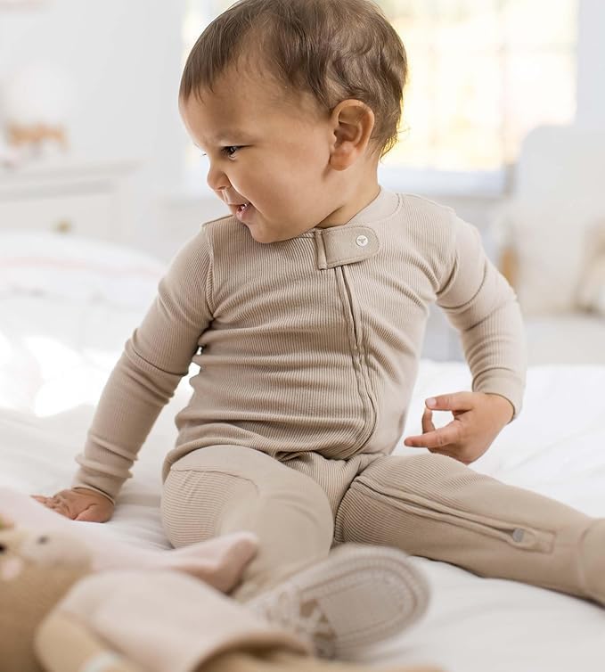 Burts Bees Baby Boys Pajamas Non-Slip Sleepers with Bee Grip