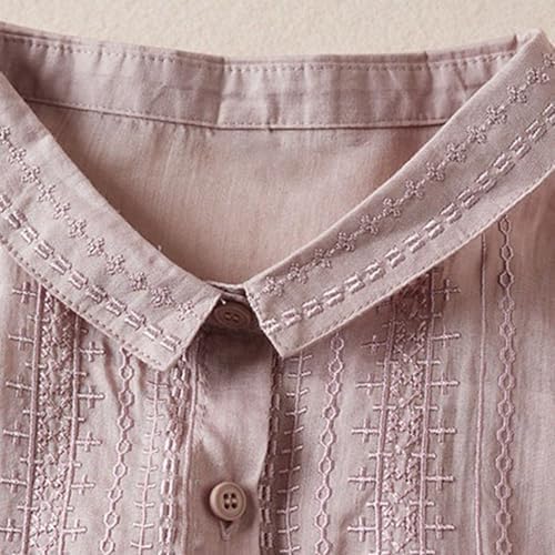 Retro Summer Top for Women Casual Trendy Linen Blur