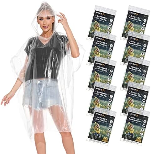 APEXUP Disposable Rain Ponchos for Adults - Waterproof Durable