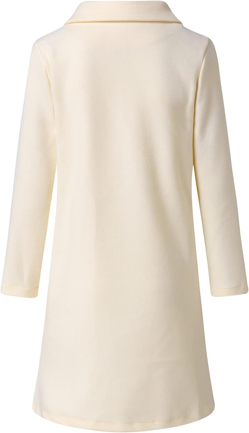 Womens Lapels Collars Wool Pea Coats Mid-Long Over Coats Wind-Resistant Stylish