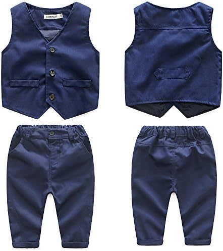 Kimocat Baby Boys Gentleman Bowtie Blue Suits Set