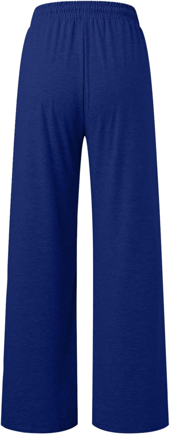 High-Waisted Wide-Leg Basketball Trendy Comfy Casual Womens Athletic Sweatpants with Drawstring