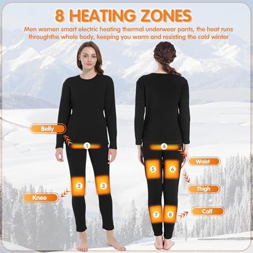 Heated thermal pants for women with 8 zones