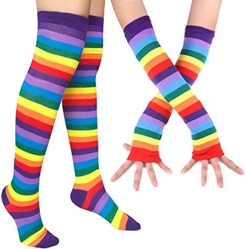 Chalier Rainbow Socks Gloves Set Perfect for Weddings Parties Everyday Style