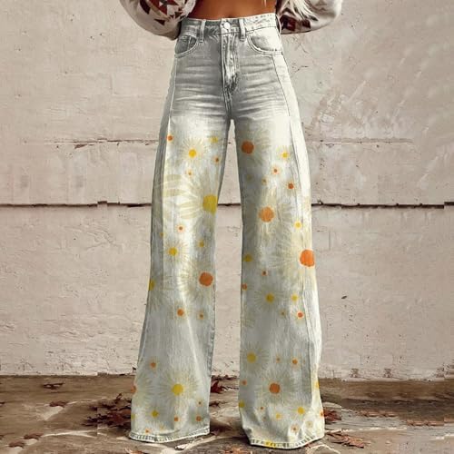 Floral Wide-Leg Baggy Jeans for Women