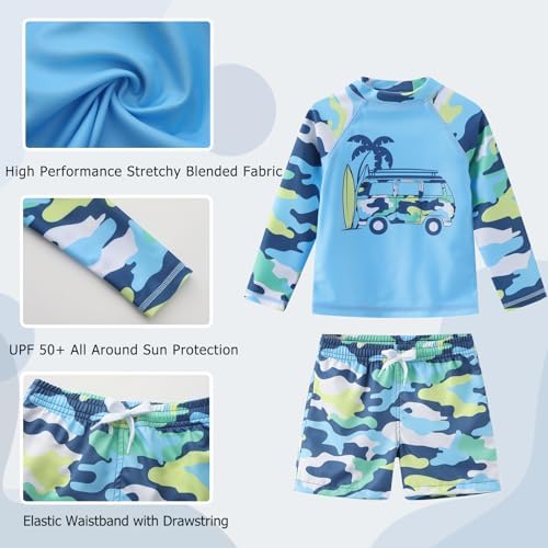 Aisyee Toddler Boys Rash Guard Set