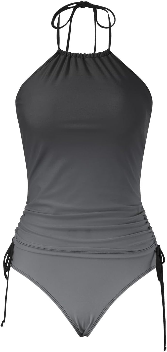Halter Tankini Swimsuit for Women 2-Piece High-Waisted Flowy Set