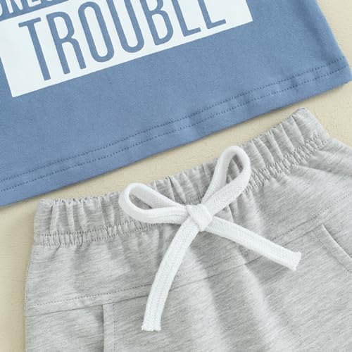 Cute toddler boys summer outfit set with short sleeves and casual pants