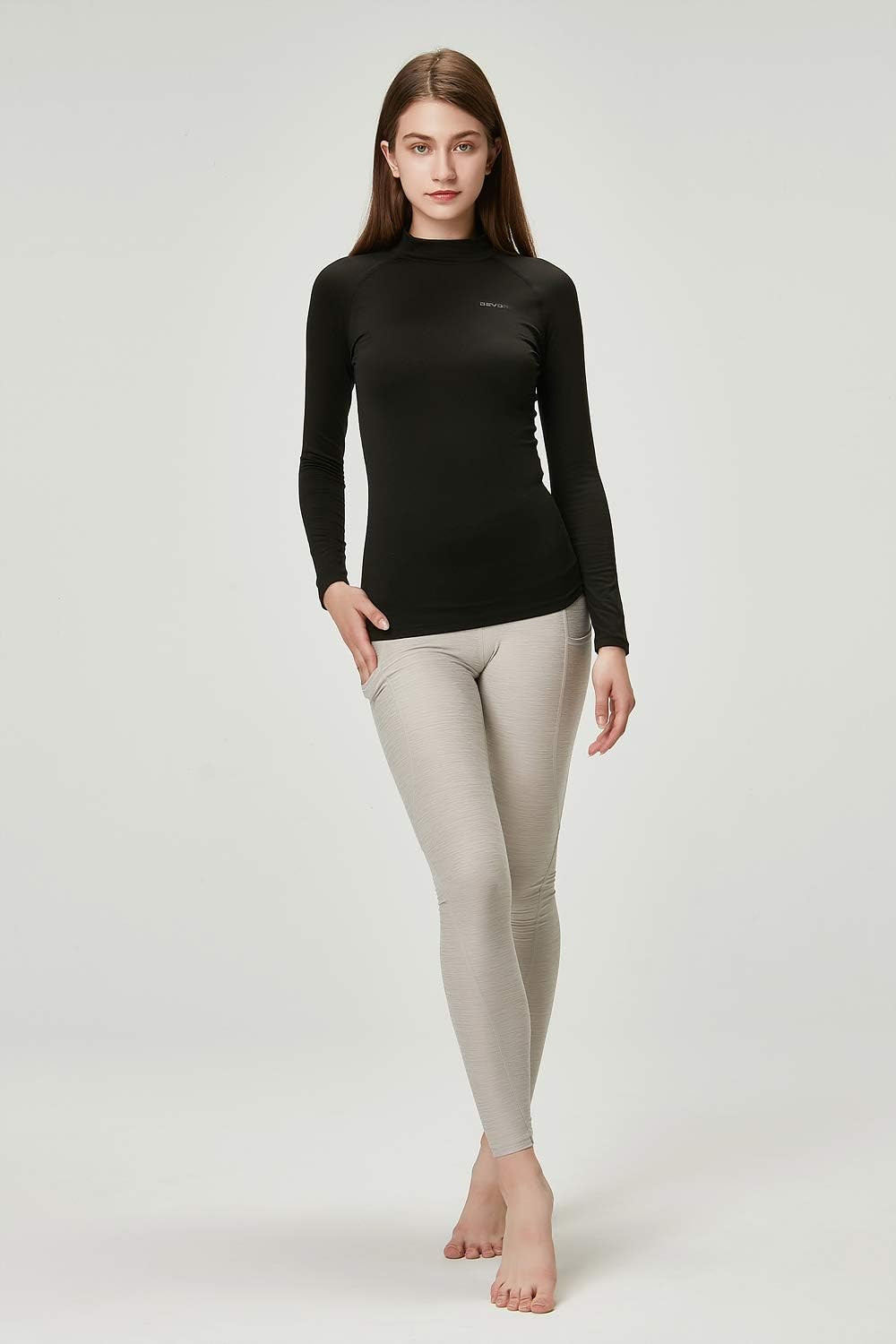 DEVOPS Womens 2 Pack Thermal Turtle Long Sleeve Shirts Compression Baselayer Tops