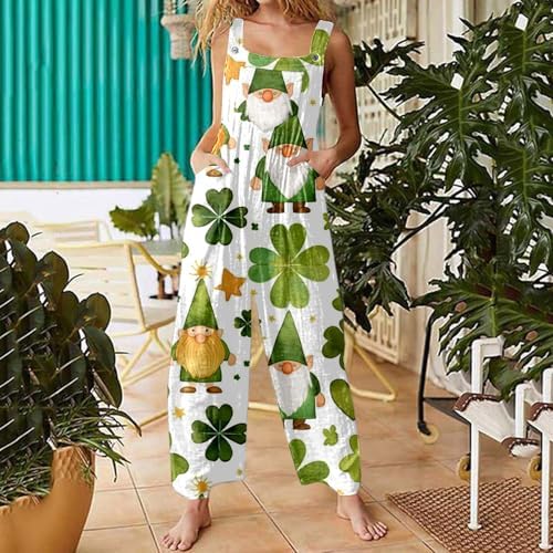 St Patricks Day Jumpsuit Romper Women 2025 Irish Green ShamrockSnapshot