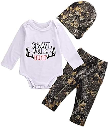 Newborn Baby Boys 3-Piece Camo Letter Set for Fall Winter