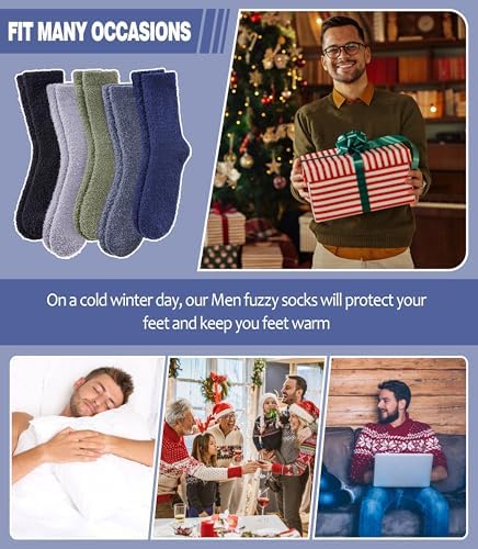 Warm Fuzzy Socks for Men Women Cozy Winter Slipper Socks