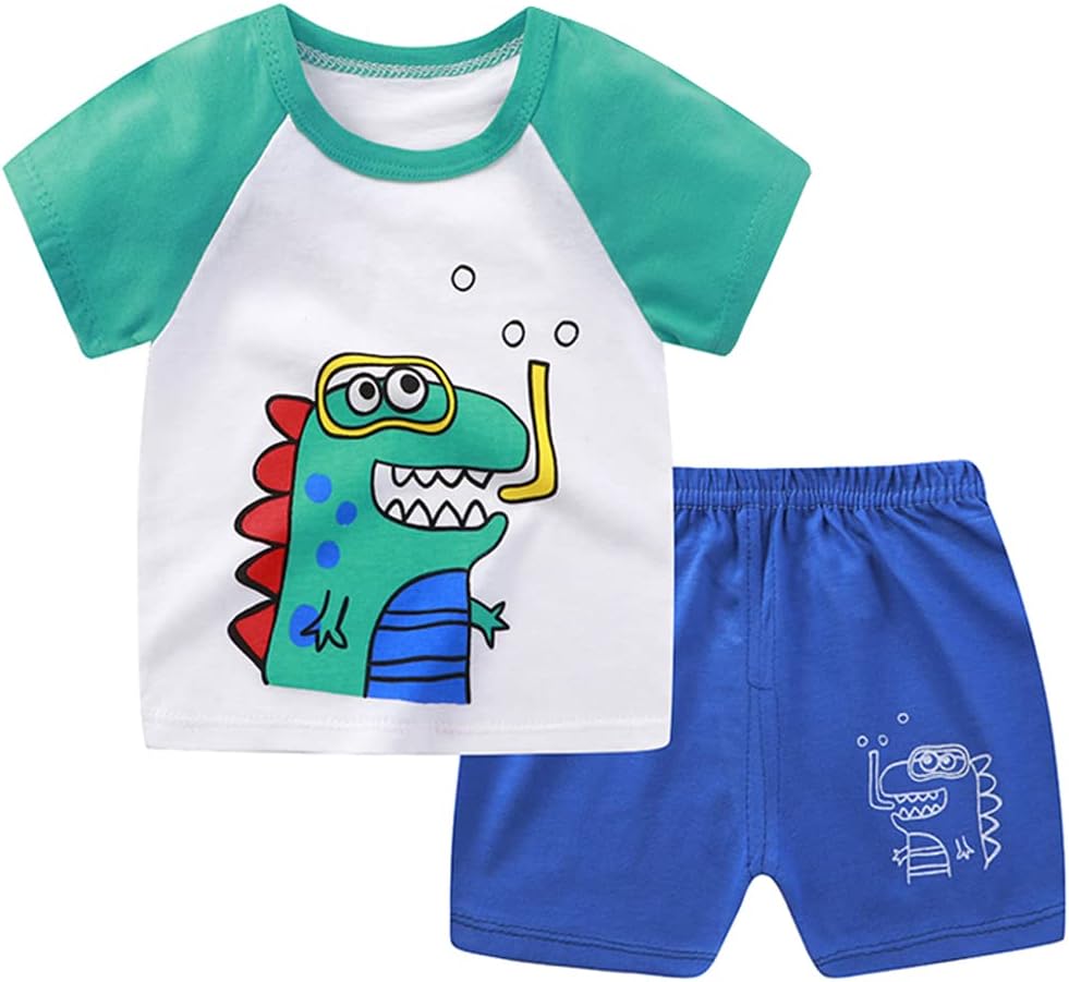 Toddler Boys 4-Piece Dinosaur Kids T-Shirts Shorts Set