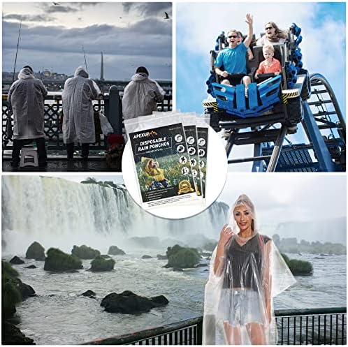 APEXUP Disposable Rain Ponchos for Adults - Waterproof Durable