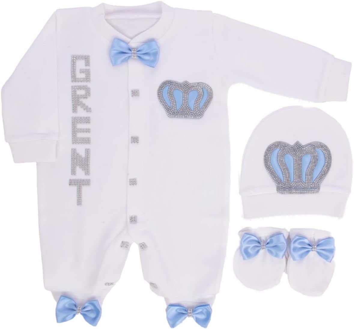 Personalized Luxury Newborn Baby Clothes Set for Boys 3 PCS