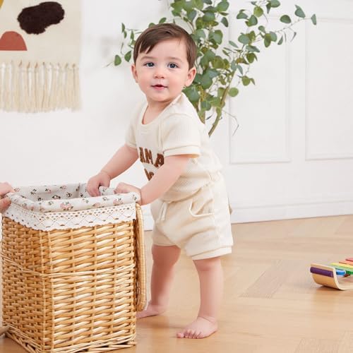 Douhoow Baby Boy Summer Outfits Romper Shorts Set Embroidered Tote