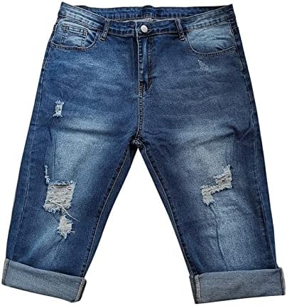 City Chic Crop Skinny Jeans for Women Raw Hem Ripped Distressed Denim