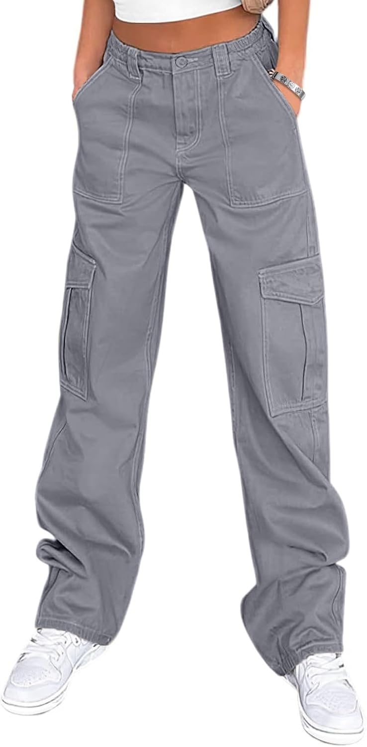 Lepunuo High Waisted Cargo Pants for Women Comfortable Y2K Style