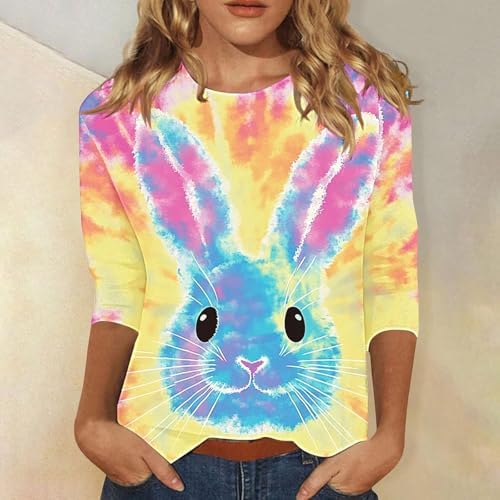 Easter Bunny Jesus Graphic Tie-Dye T-Shirt for Women