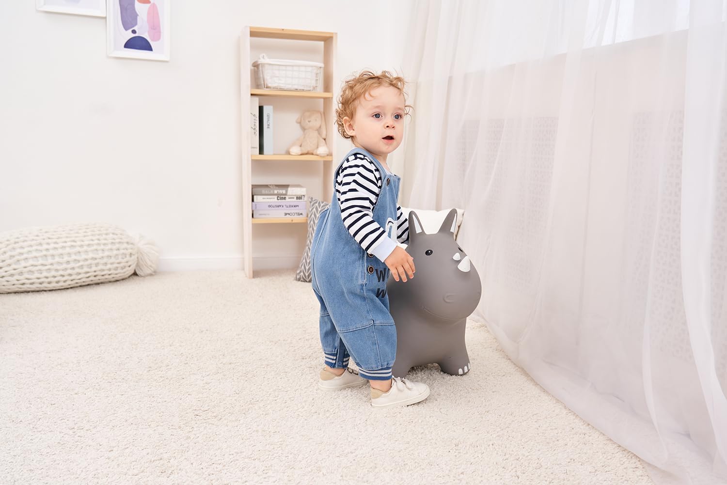Cute Baby Romper - Stripe T-Shirt Denim Jumpsuit