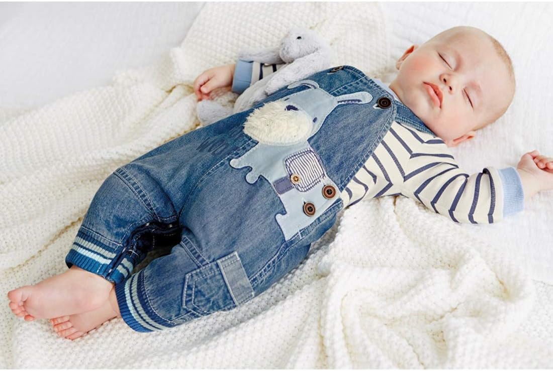 Cute Baby Romper - Stripe T-Shirt Denim Jumpsuit