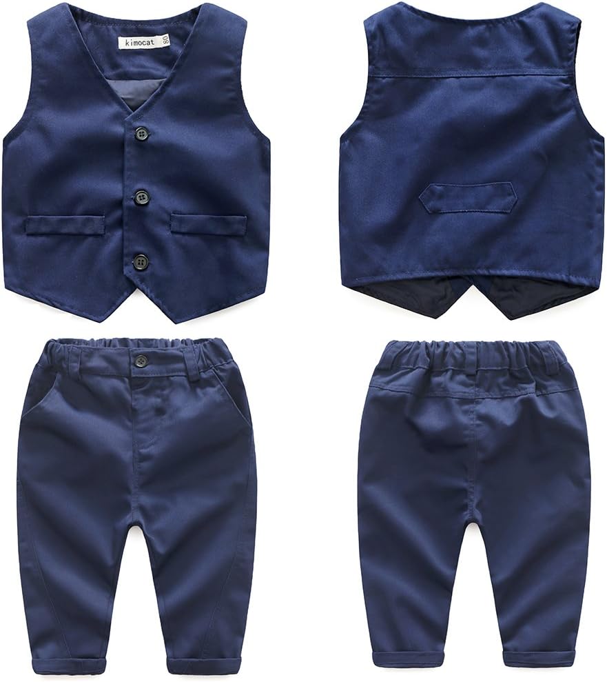 Kimocat Baby Boys Gentleman Bowtie Blue Suits Set