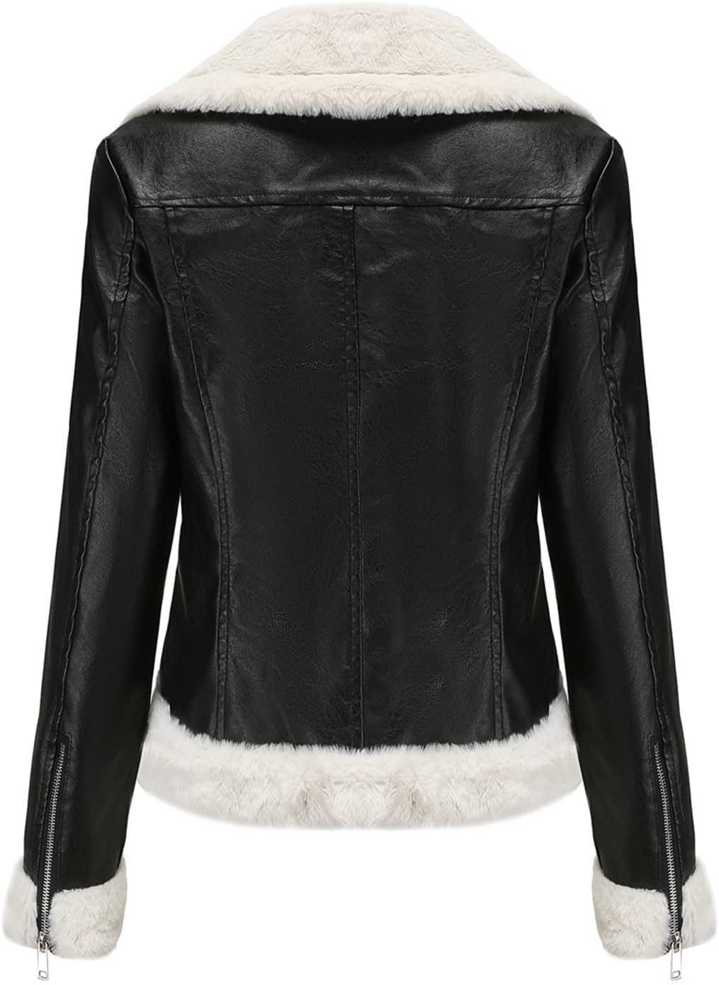 Trendy Faux Leather Jacket - Motor Coats for Women