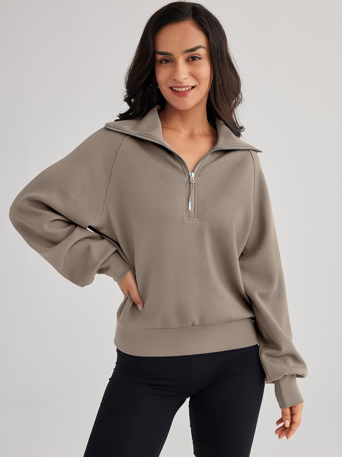 Trendy Queen - Womens Oversize Half-Zip Pullover