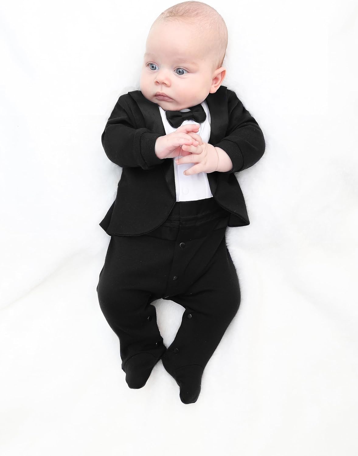 Lilax Baby Tuxedo Footie for Boys Christmas Holiday Style