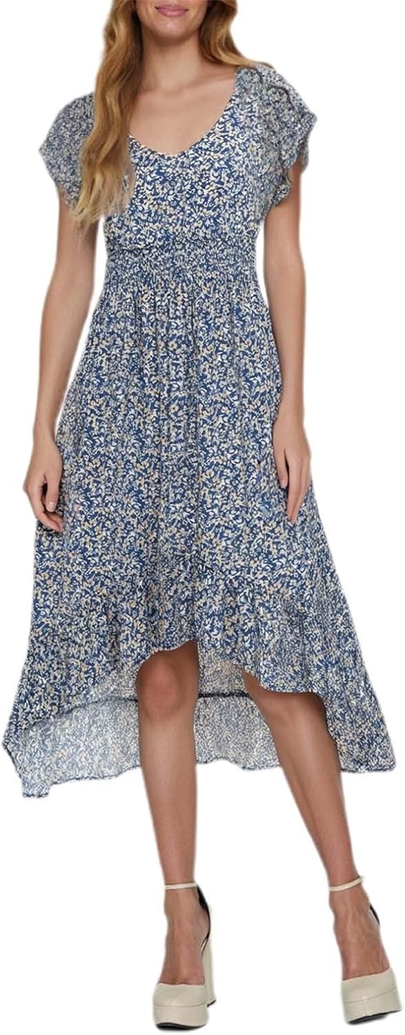 Floral Ruffle Puff Sleeve Boho Beach Dress for Women 2025