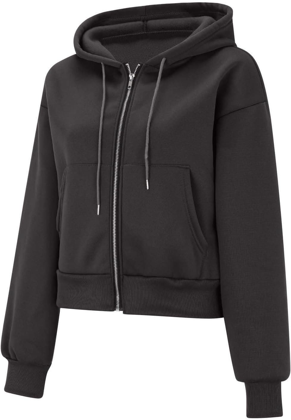 Womens Zip-Up Crop Hoody