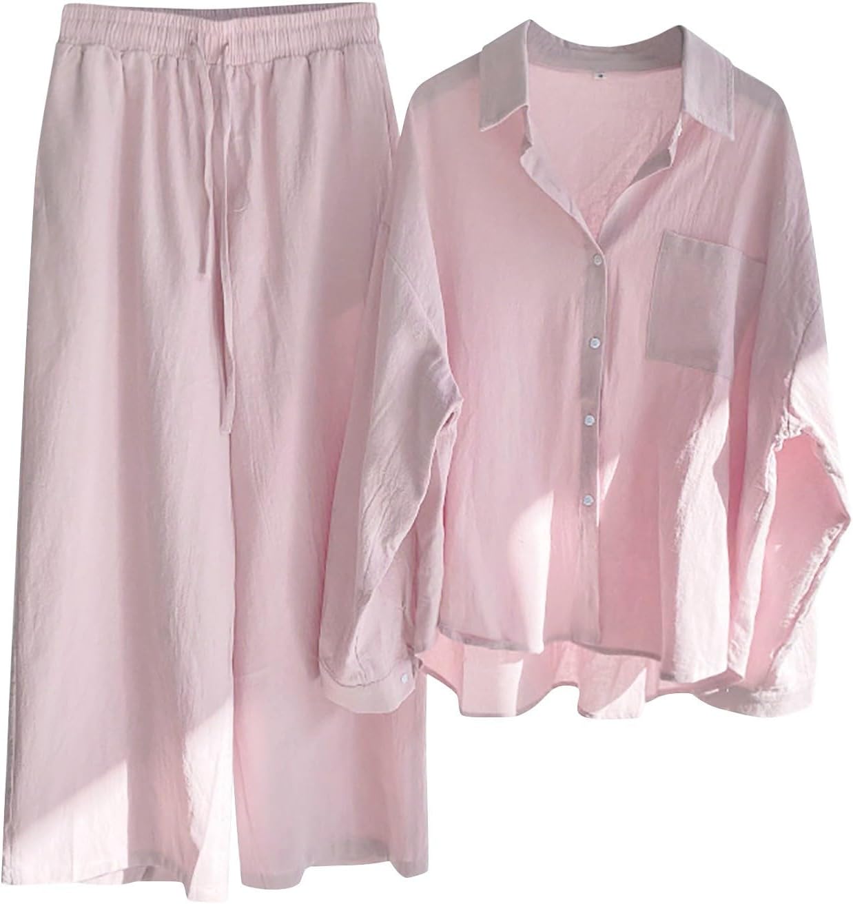 Stylish 2-Piece Button Down Linen Set for Women