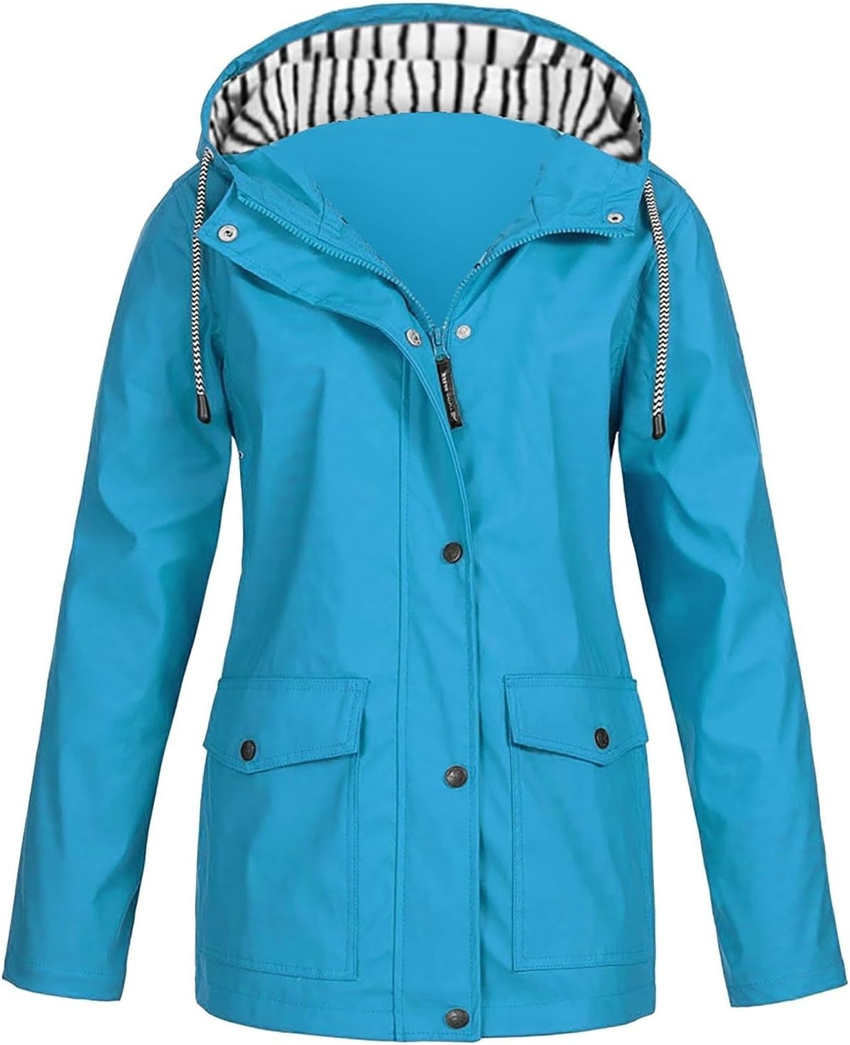 Pink All-Weather Raincoat with Pockets Zip-Up