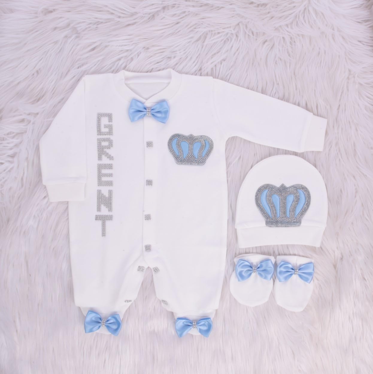Personalized Luxury Newborn Baby Clothes Set for Boys 3 PCS