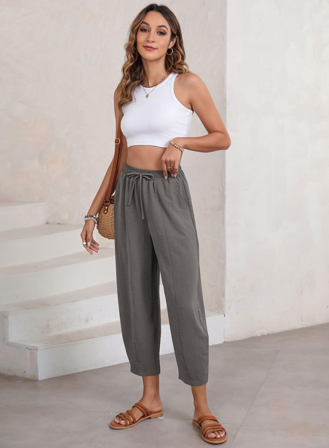 EVALESS Womens Casual Harem Pants