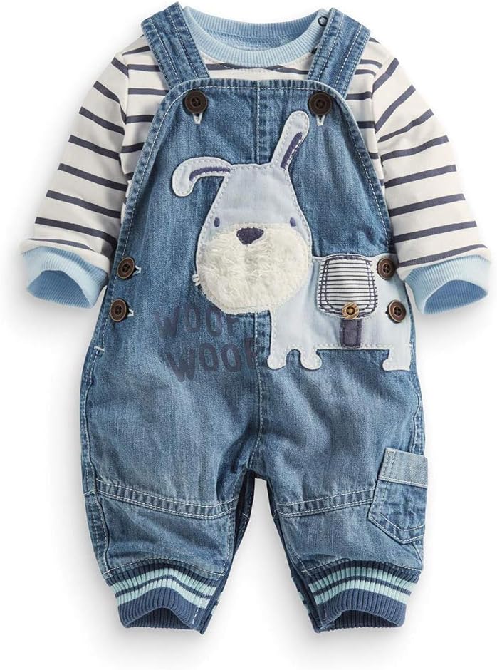 Cute Baby Romper - Stripe T-Shirt Denim Jumpsuit