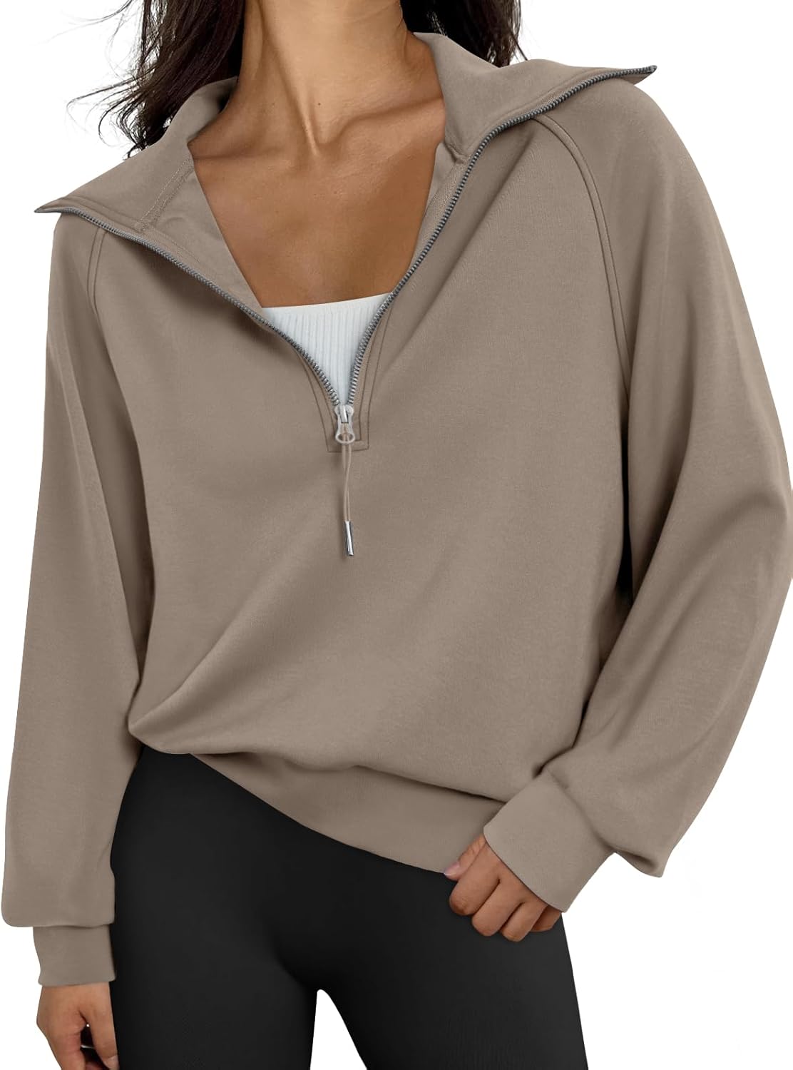 Trendy Queen - Womens Oversize Half-Zip Pullover