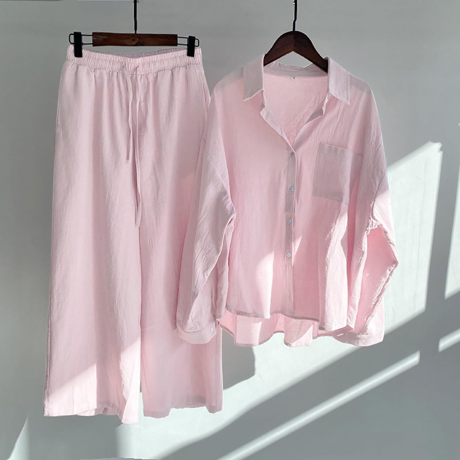 Stylish 2-Piece Button Down Linen Set for Women
