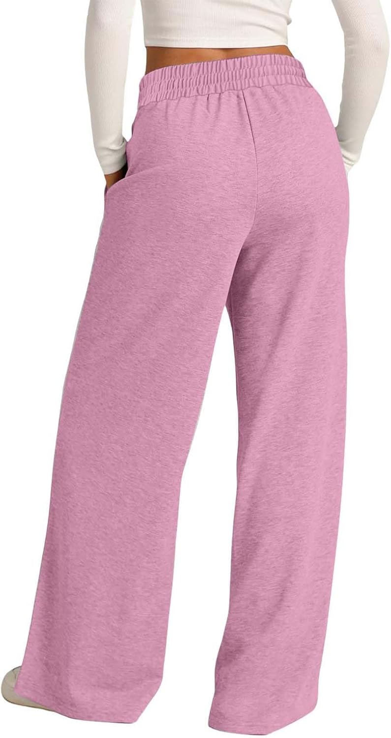 Fashionable Wide Leg Sweatpants for Women - High Waisted with Pockets