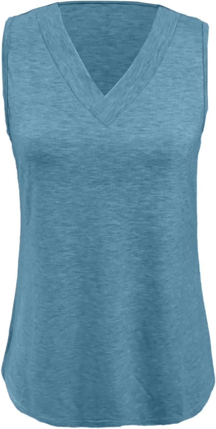 Womens Trendy Summer Tank Top 2025 - V Neck Sleeveless