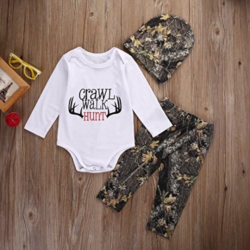 Newborn Baby Boys 3-Piece Camo Letter Set for Fall Winter
