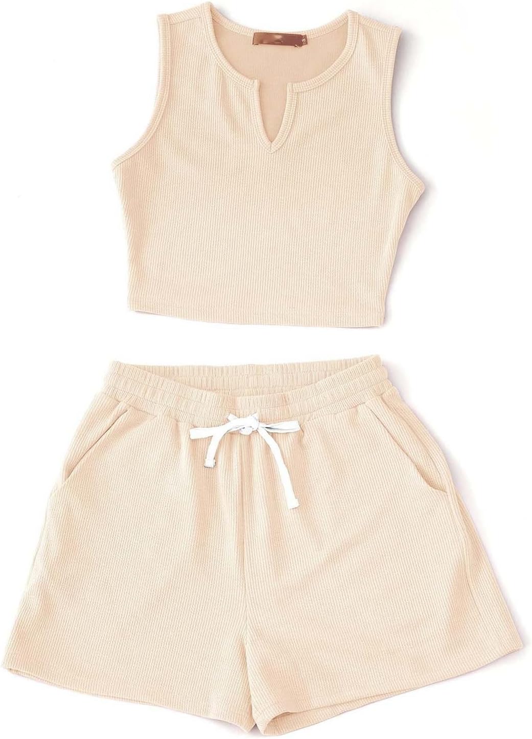 Model-Friendly FatheRinaic Womens Summer Slim Fit Vest Shorts Two-Piece Set
