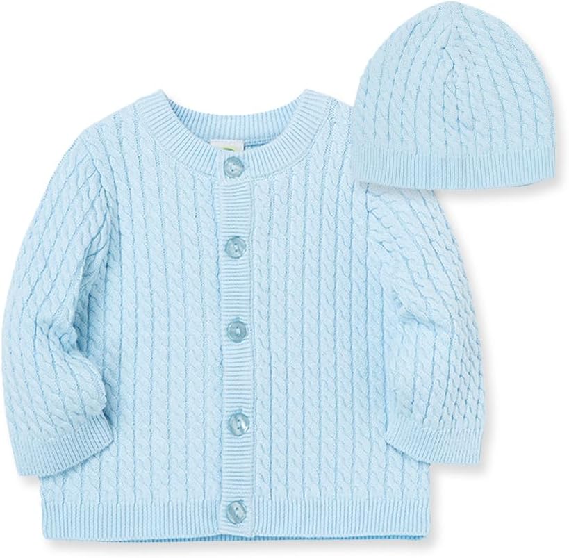 Little Me Baby Girls Cable Knit Sweater and Cap Set