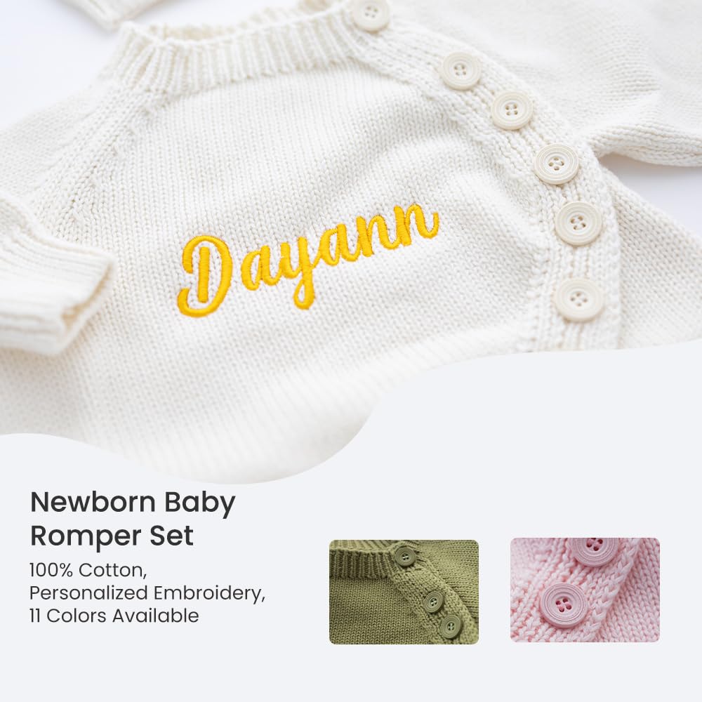 Personalized Baby Romper Set with Unique Embroidery for Newborns